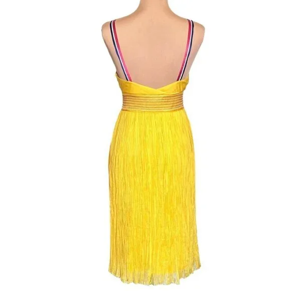 NWOT Catherine Malandrino Flowy Dress Sz.6 100% Silk Yellow Event Feminine - Picture 6 of 15